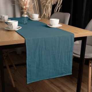 Ľanový behúň na stôl LEN-024 Petrolejovo modrý - Biante.sk