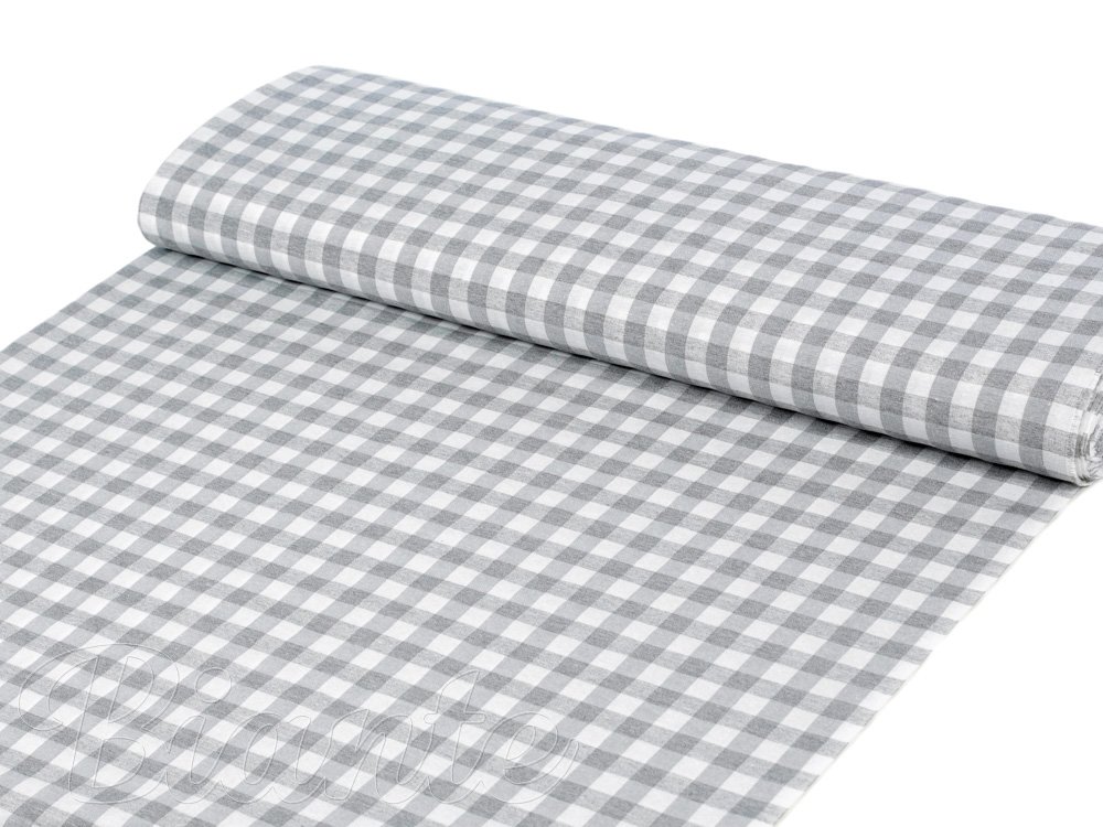 Dekorační látka Rebeka RE-019 Šedo-bílá kostka střední - šířka 140 cm - detail 1 - Biante.cz