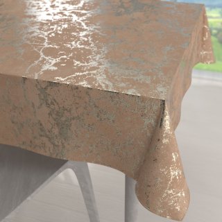 Velký sametový čtvercový ubrus Isabela IBL-016 Zlatý mramor na pudrově béžovém - Biante.cz