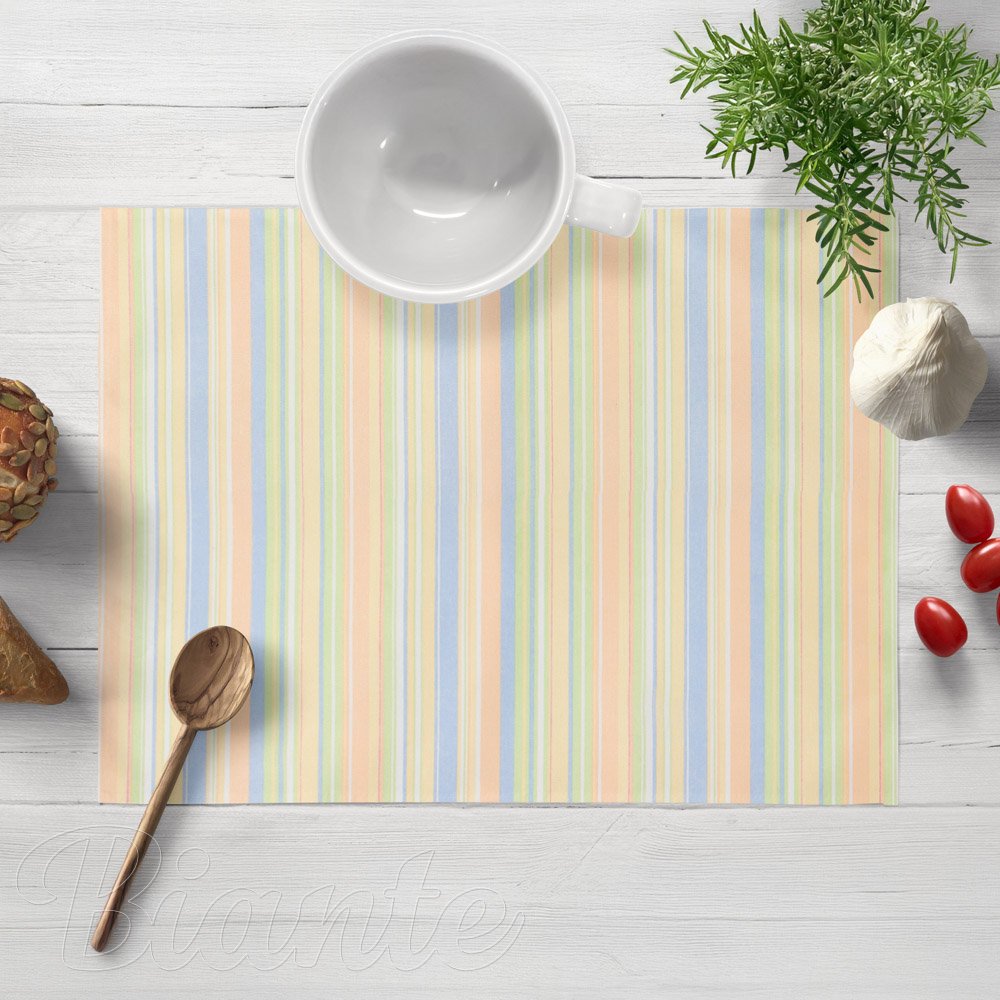 Bavlnené prestieranie na stôl Sandra SA-734 Pastelovo farebné pásiky - Biante.sk