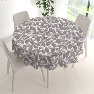 Bavlněný kulatý ubrus Sandra SA-511 Šedé ananasy na bílém - detail 1 - Biante.cz