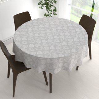 Dekorační kulatý ubrus PML-071 Srdce s ornamenty na šedém - detail 1 - Biante.cz