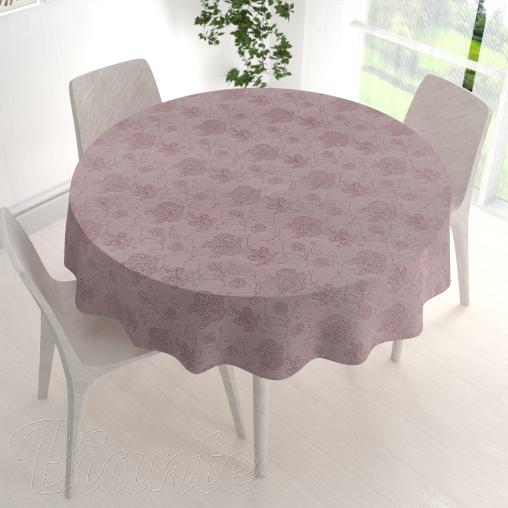 Teflonový kulatý ubrus TF-077 Květované ornamenty na starorůžovém - detail 1 - Biante.cz