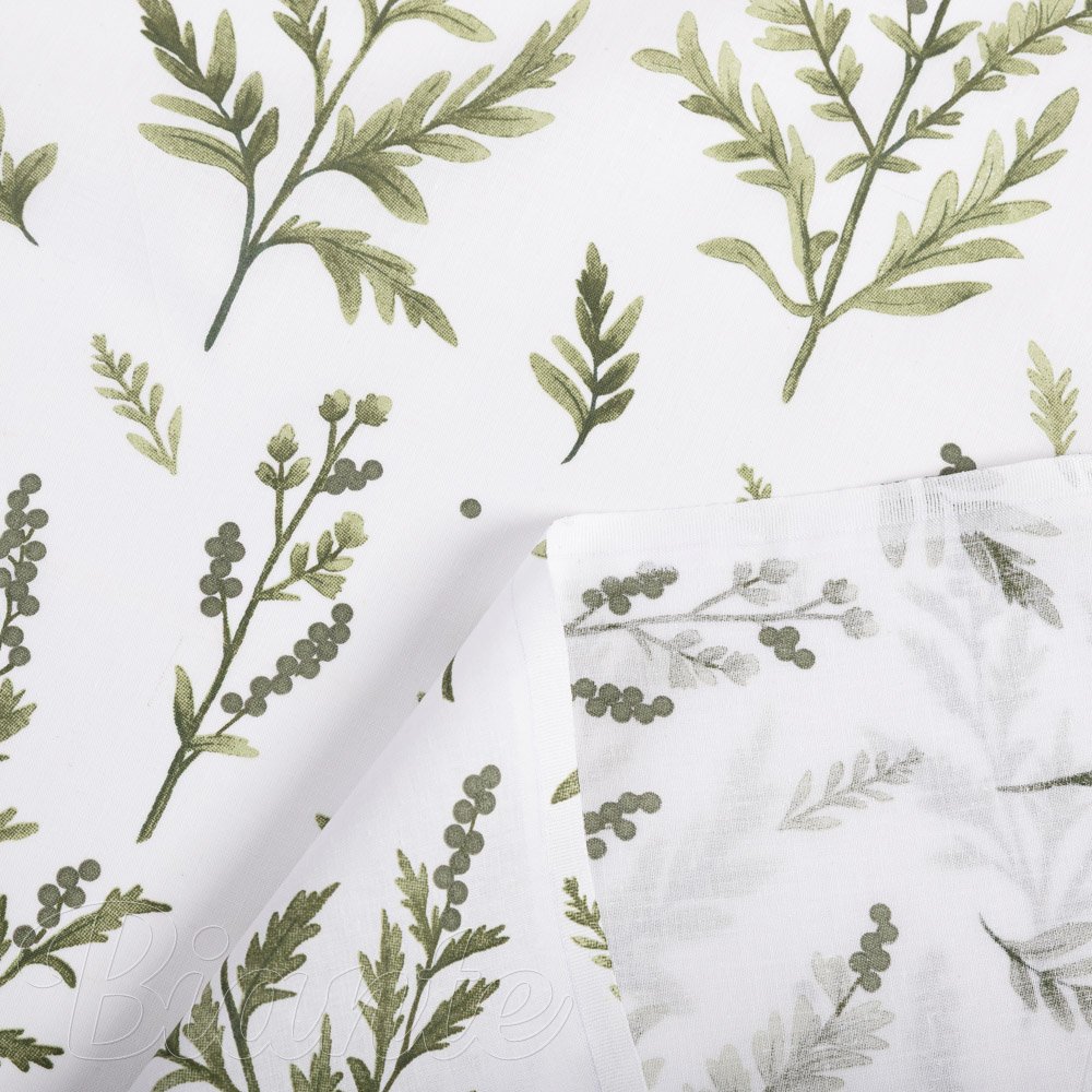 Bavlněná látka/plátno Sandra SA-718 Zelené natě bylinek na bílém - šířka 160 cm - detail 4 - Biante.cz