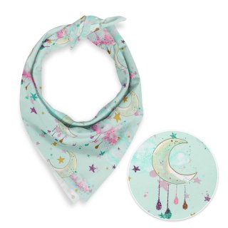 Dětský bavlněný šátek Sandra SA-522 Měsíční obloha na mintovém - Biante.cz