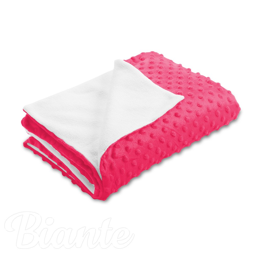 Dětská oboustranná deka Minky puntíky/Polar MKP-009 Fuchsiová - Biante.cz