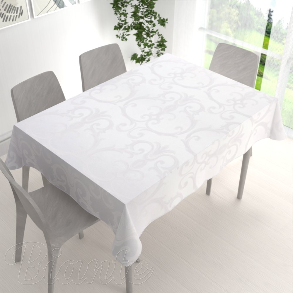 Dekorační obdélníkový ubrus Monako PM-125 Velký zámecký vzor bílý - detail 1 - Biante.cz