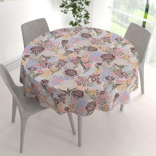 Bavlněný kulatý ubrus Sandra SA-648 Akvarelové květiny na bílém - detail 1 - Biante.cz