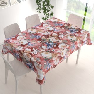 Dekorační obdélníkový ubrus PM-054 Malované květy na růžovém - detail 1 - Biante.cz