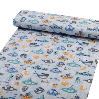 Dětská bavlněná látka/plátno Sandra SA-673 Podmořský svět modrý - šířka 160 cm - detail 1 - Biante.cz Dětská bavlněná látka/plátno Sandra SA-673 Podmořský svět modrý - šířka 160 cm - detail 1 - Biante.cz