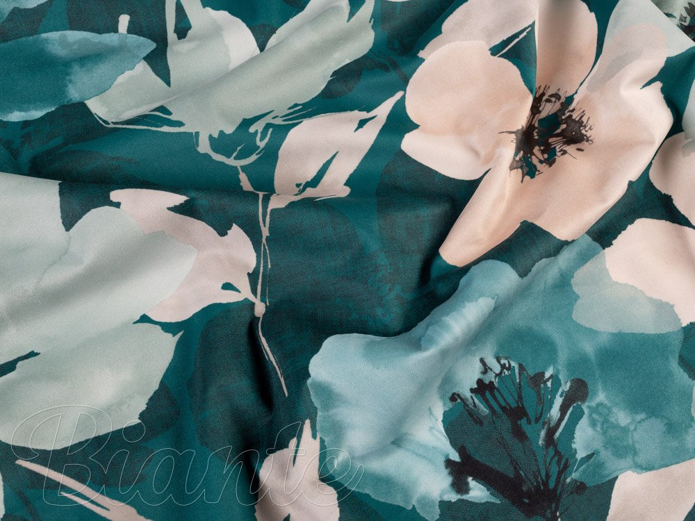 Sametová látka Tamara TMR-027 Velké květy na tmavě zeleném - šířka 150 cm - detail 7 - Biante.cz