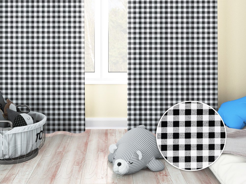 Dětský bavlněný závěs Sandra SA-060 Černo-bílé kostičky - Biante.cz