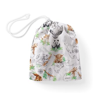 Bavlněný pytlík/sáček na přezůvky Sandra SA-546 Zvířata světa na bílém - Biante.cz Bavlněný pytlík/sáček na přezůvky Sandra SA-546 Zvířata světa na bílém - Biante.cz