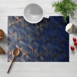 Sametové prostírání na stůl Isabela IBL-011 Rose Gold trojúhelníky na královsky modrém - Biante.cz Sametové prostírání na stůl Isabela IBL-011 Rose Gold trojúhelníky na královsky modrém - Biante.cz