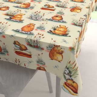 Detský bavlnený obdĺžnikový obrus Sandra SA-710 Kapybary na krémovom - Biante.sk Detský bavlnený obdĺžnikový obrus Sandra SA-710 Kapybary na krémovom - Biante.sk