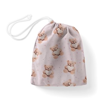 Bavlnený vak/vrecko na prezuvky Sandra SA-723 Medvedíky so srdiečkami na fialkovom - Biante.sk