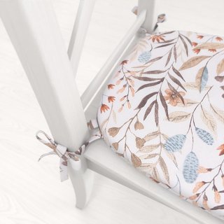 Oblý podsedák Leona LN-163 Podzimní větvičky na bílém - 39x37x3 cm - detail 1 - Biante.cz