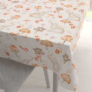 Dětský bavlněný obdélníkový ubrus Sandra SA-692 Slon a jeho kamarádi na světle šedobéžovém - Biante.cz Dětský bavlněný obdélníkový ubrus Sandra SA-692 Slon a jeho kamarádi na světle šedobéžovém - Biante.cz