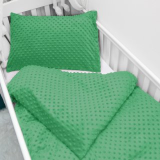Dětské povlečení do postýlky Minky TOP 3D puntíky MKP-054 Sytě zelené - Biante.cz