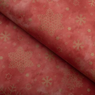 Vánoční PVC ubrus Zlaté vločky na cihlově červeném PV-188 - metráž š. 140 cm - Biante.cz Vánoční PVC ubrus Zlaté vločky na cihlově červeném PV-188 - metráž š. 140 cm - Biante.cz