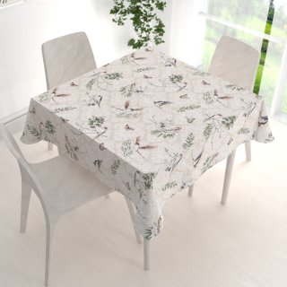 Bavlněný čtvercový ubrus Sandra SA-490 Vlaštovky s motýlky na béžovém ornamentu - detail 1 - Biante.cz Bavlněný čtvercový ubrus Sandra SA-490 Vlaštovky s motýlky na béžovém ornamentu - detail 1 - Biante.cz