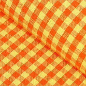Bavlnená látka Olivia OL-006 Oranžovo-žltá kocka malá - šírka 150 cm - Biante.sk