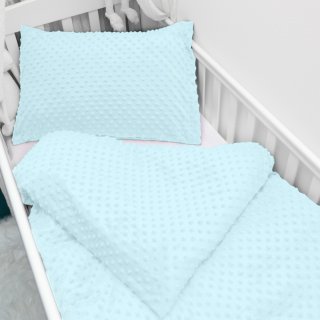 Dětské povlečení do postýlky Minky 3D puntíky MKP-013 Ledové modré - Biante.cz