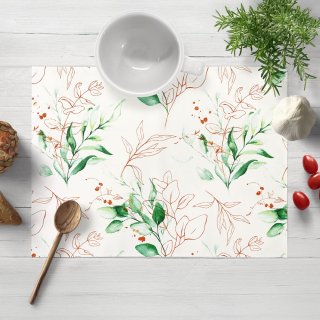 Bavlnené prestieranie na stôl Sandra SA-706 Zeleno-hnedé vetvičky s lístkami na bielom - Biante.sk Bavlnené prestieranie na stôl Sandra SA-706 Zeleno-hnedé vetvičky s lístkami na bielom - Biante.sk