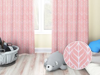 Dětský bavlněný závěs na míru Sandra SA-211 Listy na starorůžovém - Biante.cz