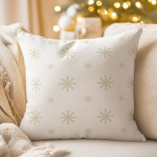 Dekoračná obliečka na vankúš TF-102 Vianočné béžové vločky na bielom - Biante.sk