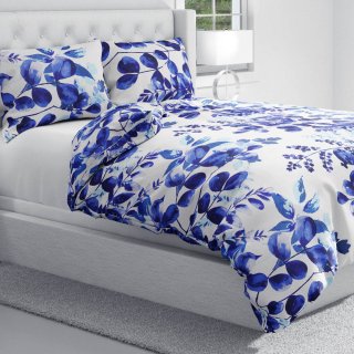 Bavlnené posteľné obliečky Sandra SA-605 Modrý eukalyptus na bielom - detail 1 - Biante.sk