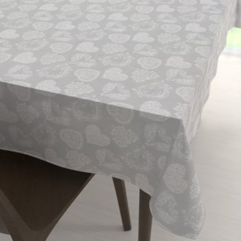 Dekorační obdélníkový ubrus PML-071 Srdce s ornamenty na šedém - Biante.cz