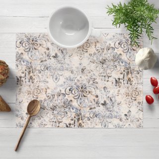 Sametové prostírání na stůl Tamara TMR-057 Modro-zelený zámecký vzor na krémovém - Biante.cz Sametové prostírání na stůl Tamara TMR-057 Modro-zelený zámecký vzor na krémovém - Biante.cz