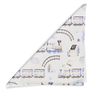 Dětský bavlněný šátek Sandra SA-690 Modré vláčky s letadýlky na bílém - detail 1 - Biante.cz Dětský bavlněný šátek Sandra SA-690 Modré vláčky s letadýlky na bílém - detail 1 - Biante.cz