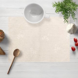 Teflonové prostírání na stůl TF-076 Květinový ornament na režném - Biante.cz