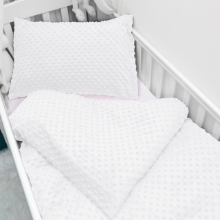 Dětské povlečení do postýlky Minky 3D puntíky MKP-033 Sněhově bílé - Biante.cz