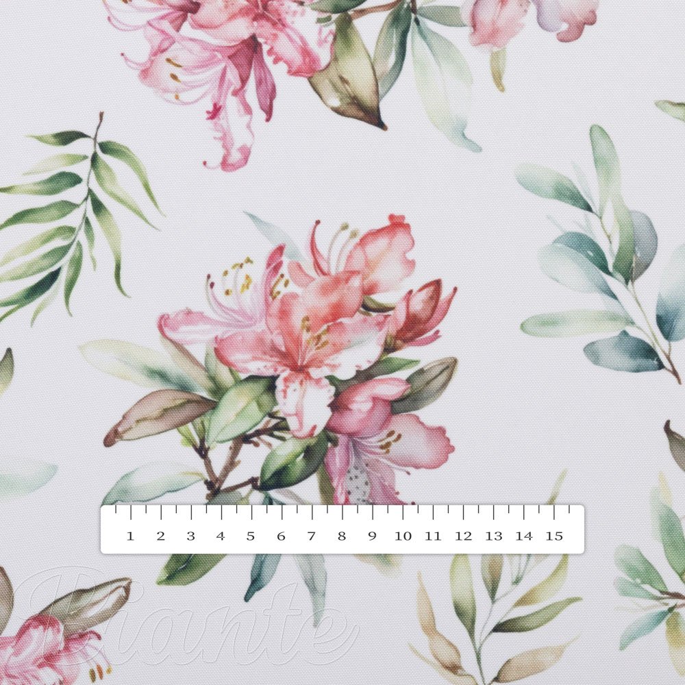 Teflonová látka na ubrusy TF-134 Akvarelové květy rododendronu na bílém - šířka 155 cm - detail 6 - Biante.cz