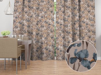 Bavlněný závěs Sandra SA-637 Modro-béžovo-bílé kosatce na šedobéžovém - Biante.cz Bavlněný závěs Sandra SA-637 Modro-béžovo-bílé kosatce na šedobéžovém - Biante.cz