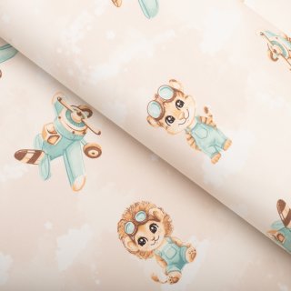 Detská bavlnená látka/plátno Sandra SA-686 Levíčatá s lietadielkami na svetlo béžovom - šírka 160 cm - Biante.sk Detská bavlnená látka/plátno Sandra SA-686 Levíčatá s lietadielkami na svetlo béžovom - šírka 160 cm - Biante.sk