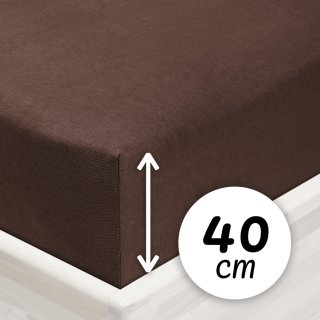 Jersey napínací prostěradlo na extra vysokou matraci JR-026 Čokoládově hnědé - Biante.cz