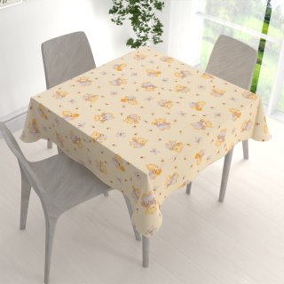 Dětský bavlněný čtvercový ubrus Sandra SA-730 Medvídci a včelky na světle žlutém - detail 1 - Biante.cz