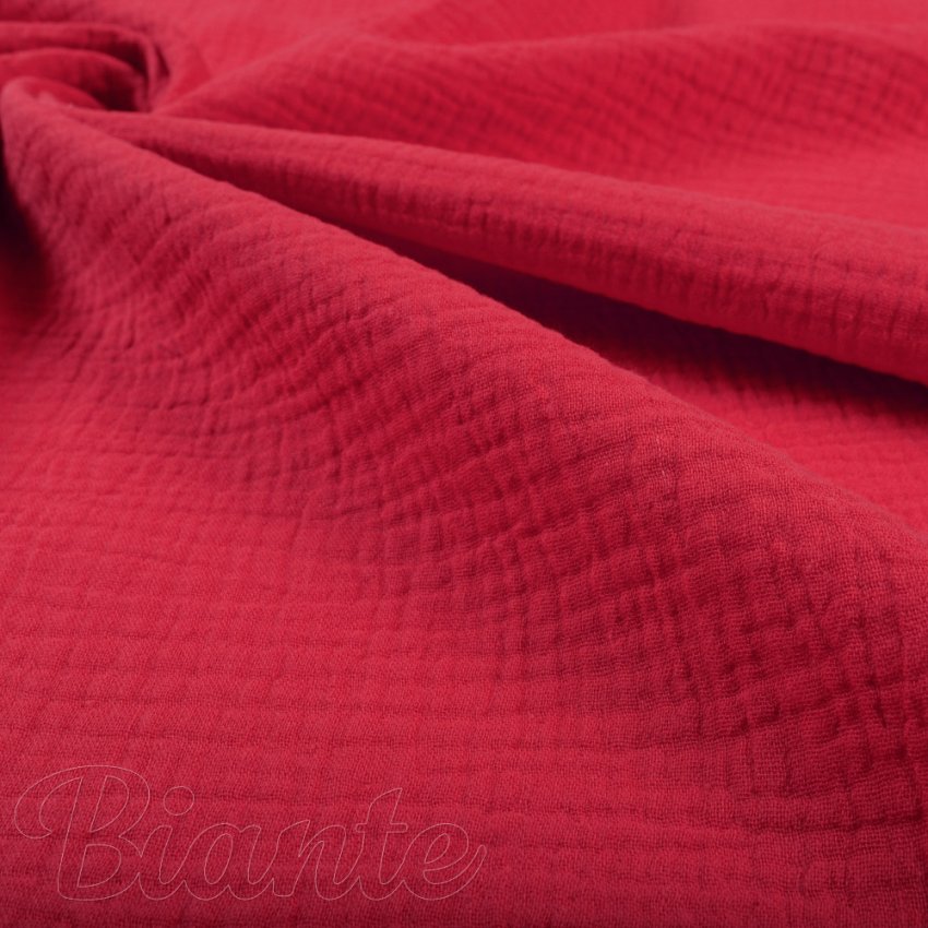 Mušelín dvojitá gázovina MSN-066 Sytě červená - metráž šířka 140 cm - detail 6 - Biante.cz