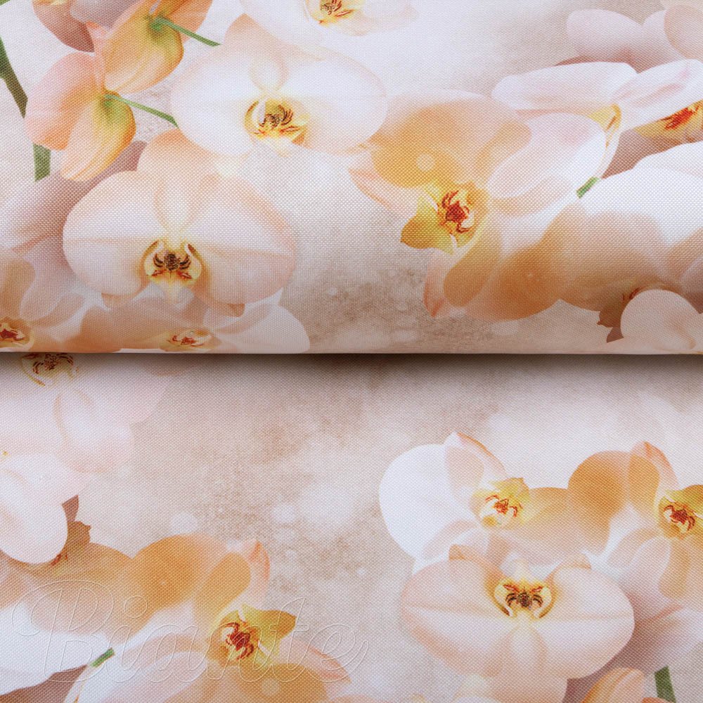 Teflonová látka na ubrusy TF-045 Orchideje na béžovém - šířka 150 cm - detail 3 - Biante.cz
