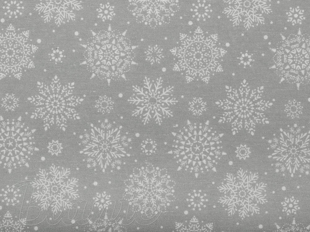 Vánoční dekorační látka PML-079 Bílé vločky na šedém - šířka 155 cm - detail 5 - Biante.cz