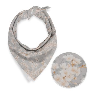 Bavlněný šátek Sandra SA-634 Bílé třešňové květy na šedém - Biante.cz