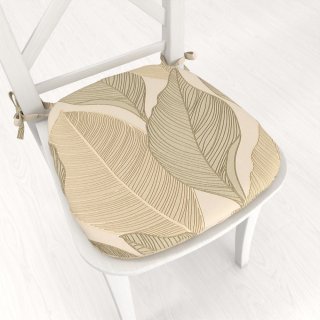 Zamatový oblý podsedák Tamara TMR-046 Prírodné popínavé listy na krémovom - 39x37x3 cm - Biante.sk