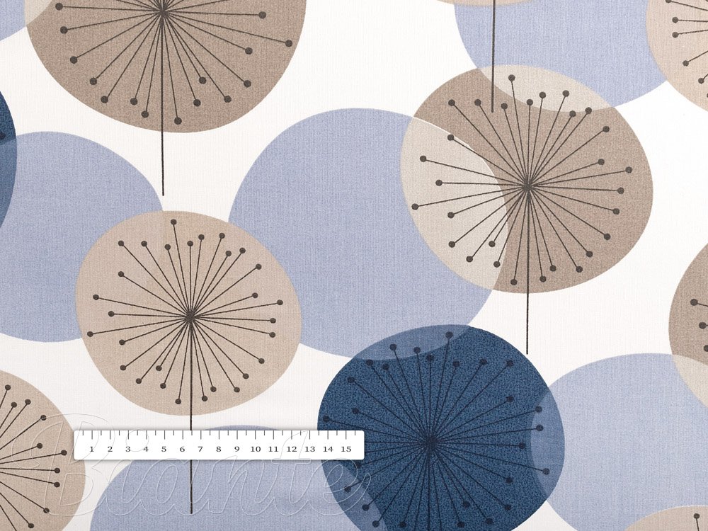 Bavlněná látka/plátno Sandra SA-446 Modro-hnědé designové pampelišky - šířka 160 cm - detail 3 - Biante.cz