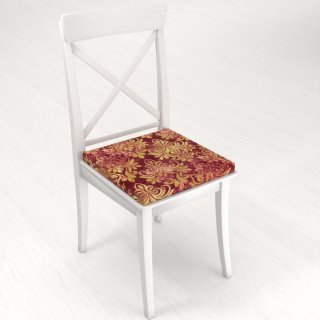 Sametový čtvercový podsedák Tamara TMR-053 Zámecký vzor na vínově červeném - 38x38x3 cm - detail 1 - Biante.cz