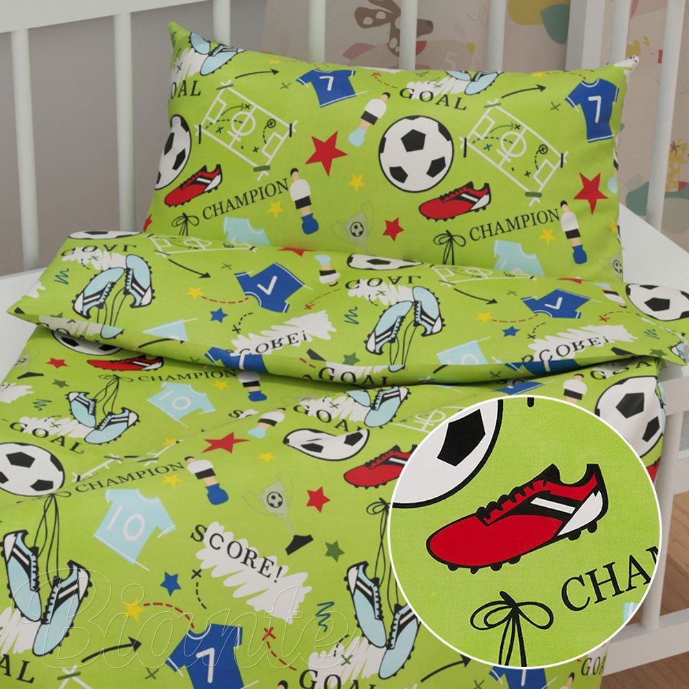 Dětské bavlněné povlečení do postýlky Sandra SA-645 Fotbal to je hra - na zeleném - Biante.cz