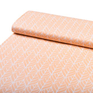 Bavlněná látka/plátno Sandra SA-213 Listy na meruňkově oranžovém - šířka 140 cm - detail 1 - Biante.cz